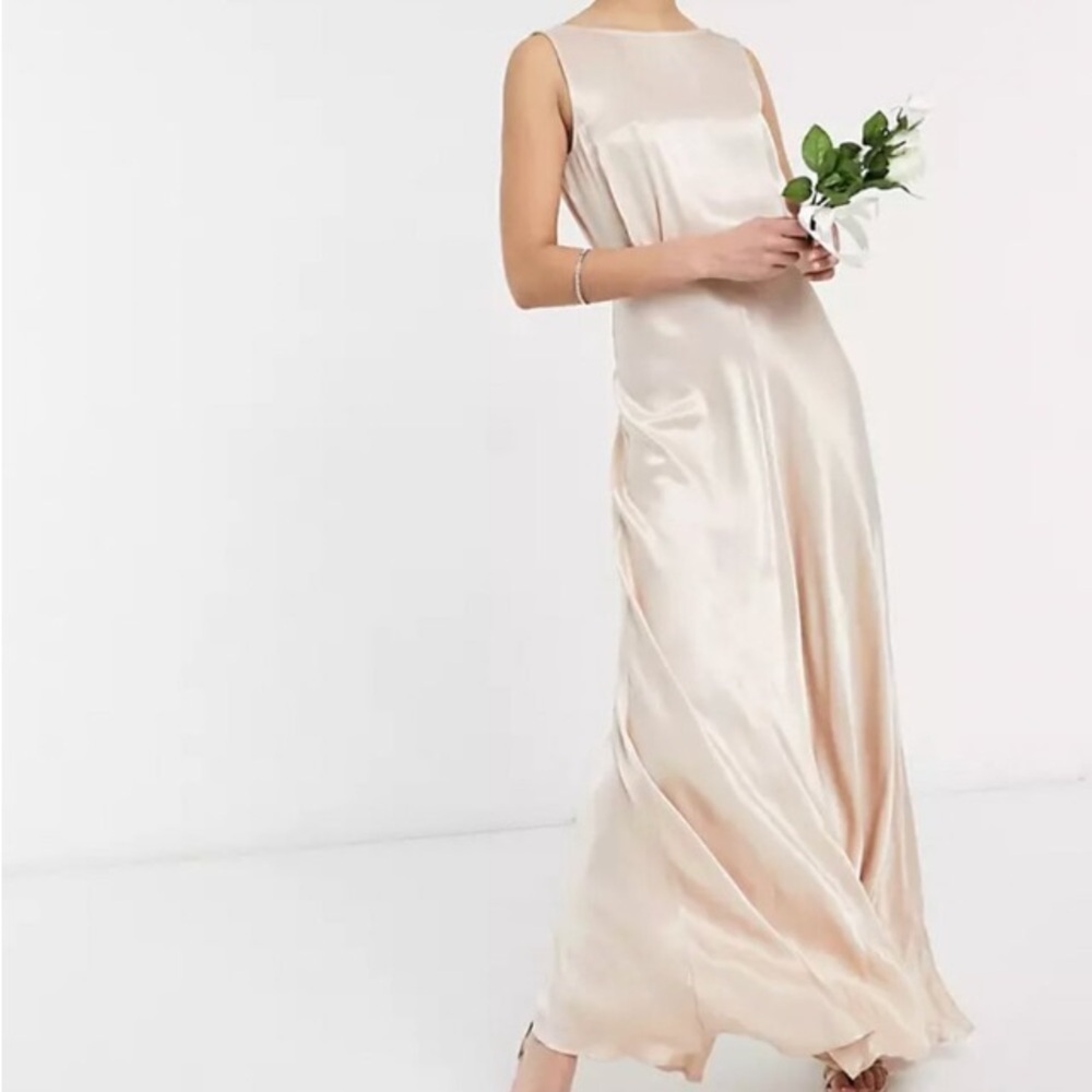 Ghost London Long Satin sleeveless Maxi Dress XL Wedding Bridal Formal Party